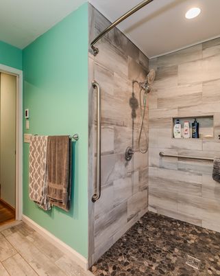 Bathroom, Glass Shower, Interior, Recessed Lighting