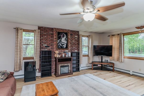 Fireplace, Interior, Stone Walls, Wood Texture Flooring