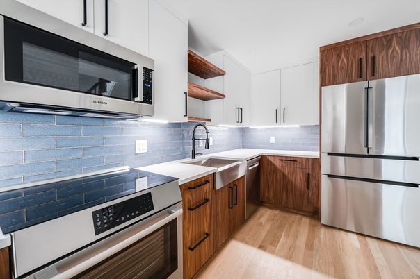 Interior, Kitchen, Stainless Steel Appliances, Wood Texture Flooring