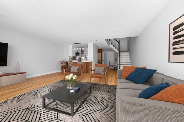Dining room, Interior, Kitchen, Living room, Pendant Lights, Recessed Lighting, Wood Texture Flooring