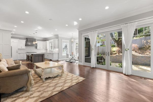 Interior, Kitchen, Living room, Pendant Lights, Recessed Lighting, Stainless Steel Appliances, Wood Texture Flooring