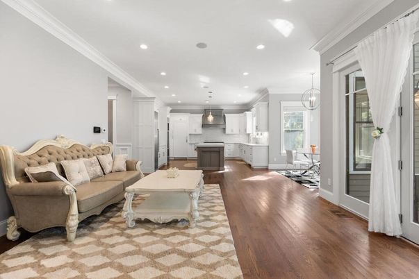 Interior, Kitchen, Living room, Pendant Lights, Recessed Lighting, Stainless Steel Appliances, Wood Texture Flooring