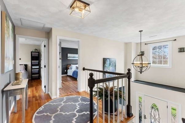 Bedroom, Chandelier, Interior, Pendant Lights, Wood Texture Flooring
