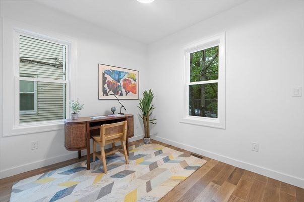 Home Office, Interior, Recessed Lighting, Wood Texture Flooring