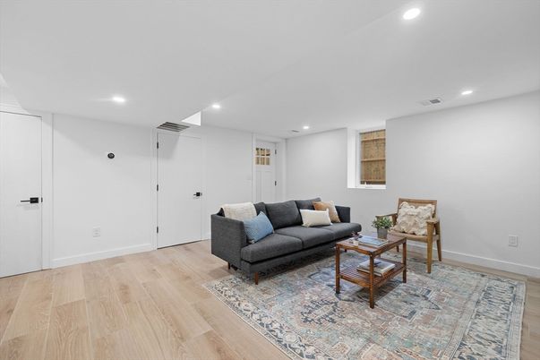 Interior, Living room, Recessed Lighting, Wood Texture Flooring
