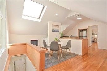 Dining room, Interior, Kitchen, Recessed Lighting, Wood Texture Flooring