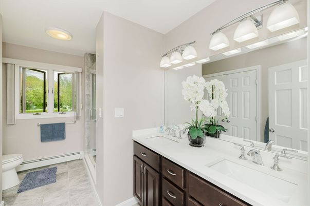 Bathroom, Dual Sink Vanities, Glass Shower, Interior, Recessed Lighting