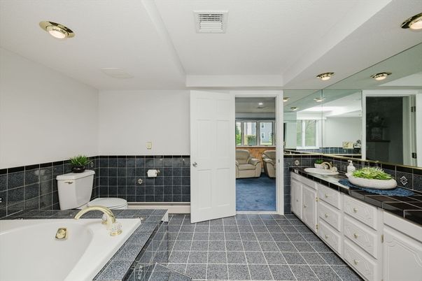 Bathroom, Dual Sink Vanities, Interior, Recessed Lighting, Tile Countertops