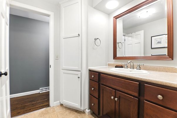 Bathroom, Interior, Recessed Lighting, Wood Texture Flooring