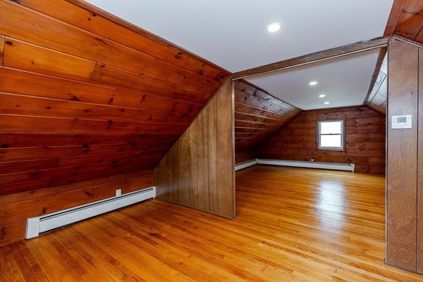Empty room, Interior, Recessed Lighting, Wood Texture Flooring, Wooden Walls