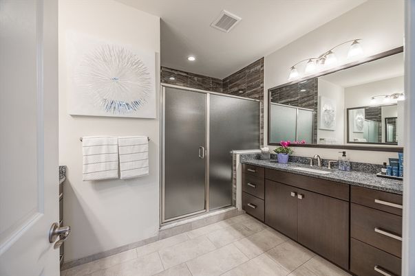 Bathroom, Glass Shower, Interior, Recessed Lighting