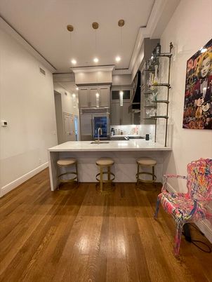 Interior, Kitchen, Pendant Lights, Recessed Lighting, Wood Texture Flooring