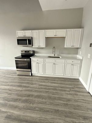 Interior, Kitchen, Stainless Steel Appliances, Wood Texture Flooring