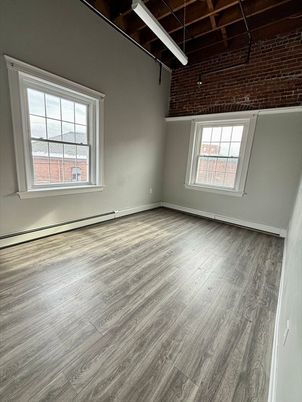 Empty room, Interior, Stone Walls, Wooden Beams, Wood Texture Flooring
