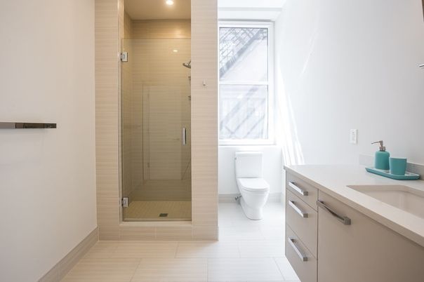 Bathroom, Glass Shower, Interior, Recessed Lighting