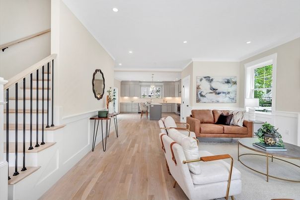 Dining room, Interior, Kitchen, Living room, Pendant Lights, Recessed Lighting, Wood Texture Flooring