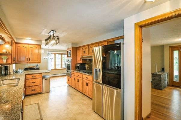 Interior, Kitchen, Pendant Lights, Stainless Steel Appliances, Wood Texture Flooring
