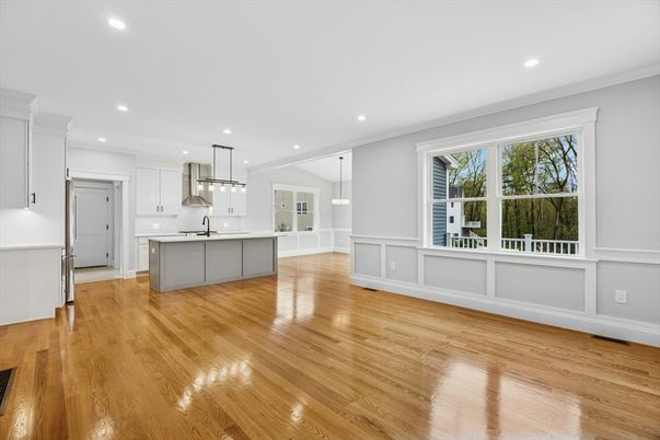 Interior, Kitchen, Pendant Lights, Recessed Lighting, Wood Texture Flooring