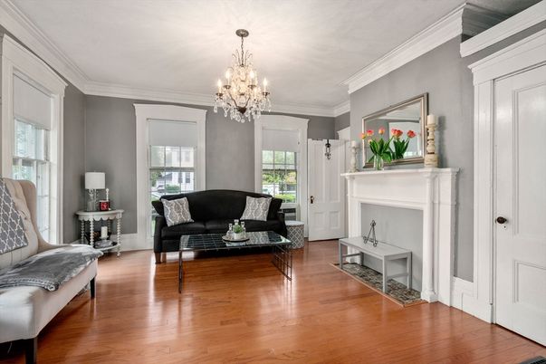 Chandelier, Fireplace, Interior, Living room, Wood Texture Flooring