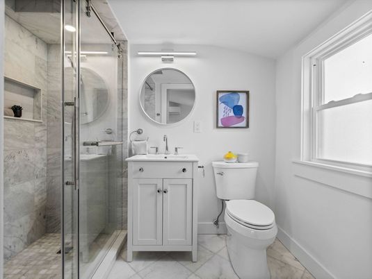 Bathroom, Glass Shower, Interior, Marble, Marble Walls