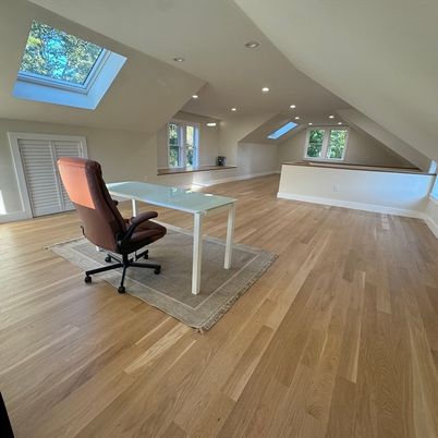 Home Office, Interior, Recessed Lighting, Wood Texture Flooring