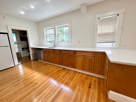 Interior, Kitchen, Recessed Lighting, Wood Texture Flooring