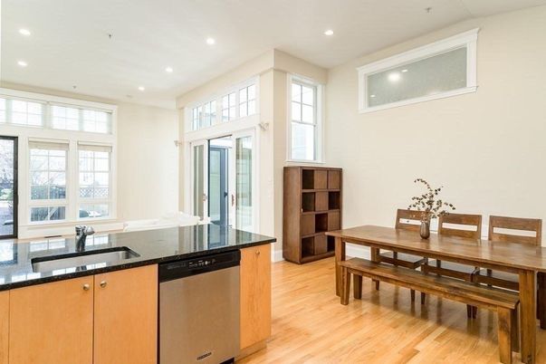 Dining room, Interior, Kitchen, Recessed Lighting, Wood Texture Flooring