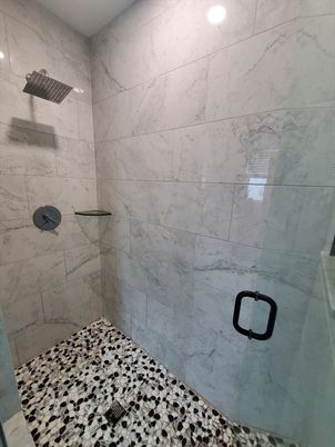 Bathroom, Interior, Marble Walls, Recessed Lighting