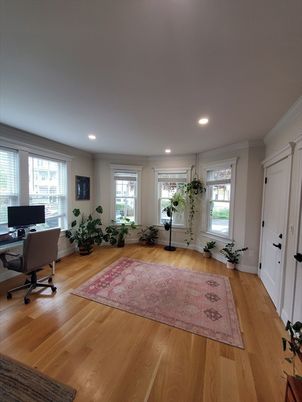 Home Office, Interior, Recessed Lighting, Wood Texture Flooring