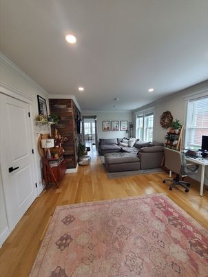 Home Office, Interior, Living room, Recessed Lighting, Wood Texture Flooring