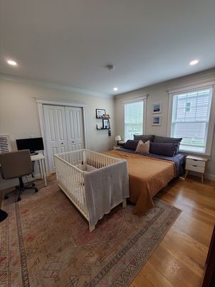 Bedroom, Home Office, Interior, Recessed Lighting, Wood Texture Flooring