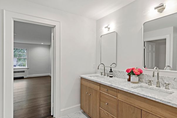 Bathroom, Dual Sink Vanities, Interior, Wood Texture Flooring