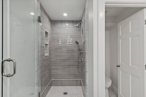 Bathroom, Glass Shower, Interior, Recessed Lighting