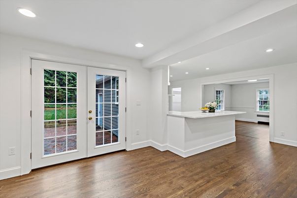 Interior, Kitchen, Recessed Lighting, Wood Texture Flooring