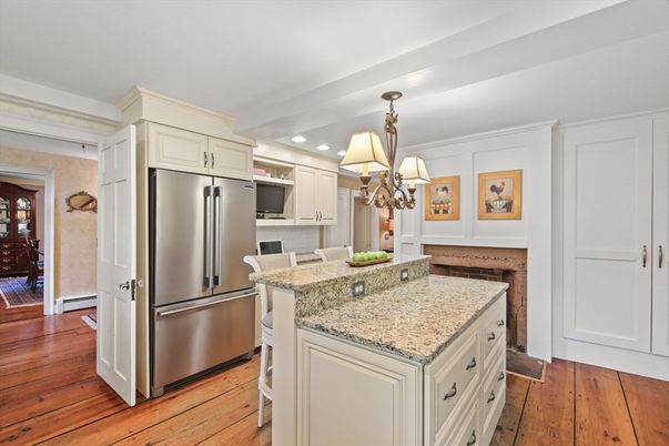 Chandelier, Interior, Kitchen, Recessed Lighting, Stainless Steel Appliances, Wood Texture Flooring