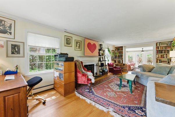Fireplace, Home Office, Interior, Living room, Wood Texture Flooring