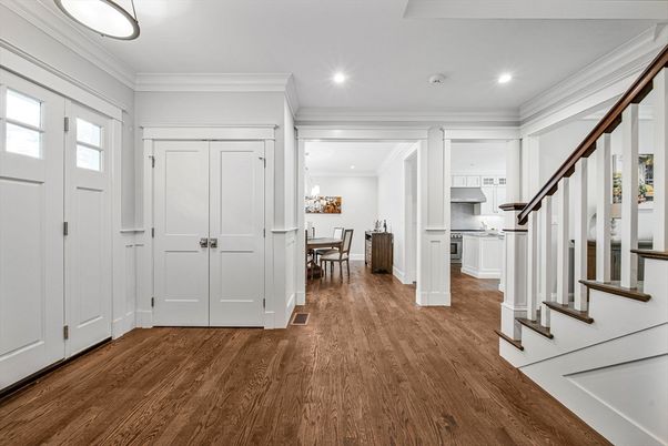 Dining room, Interior, Kitchen, Recessed Lighting, Wood Texture Flooring