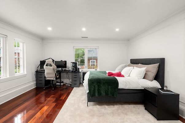 Bedroom, Home Office, Interior, Recessed Lighting, Wood Texture Flooring