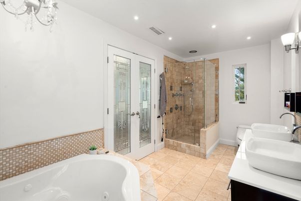 Bathroom, Glass Shower, Interior, Recessed Lighting
