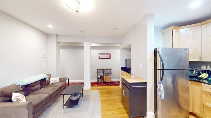 Interior, Kitchen, Living room, Recessed Lighting, Wood Texture Flooring