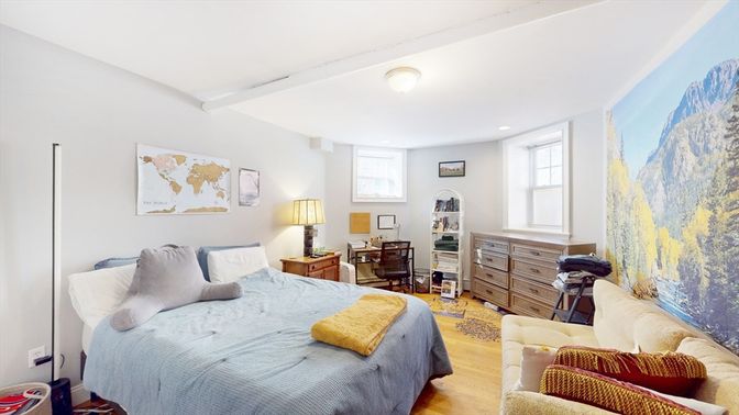 Bedroom, Home Office, Interior, Recessed Lighting, Wood Texture Flooring