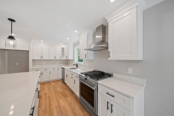 Interior, Kitchen, Pendant Lights, Recessed Lighting, Wood Texture Flooring
