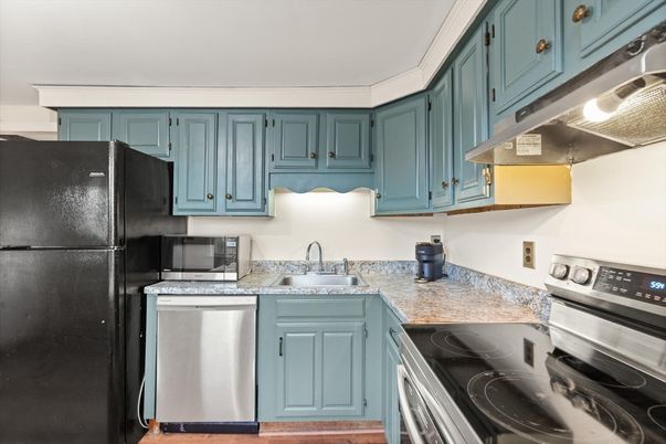 Interior, Kitchen, Stainless Steel Appliances, Wood Texture Flooring