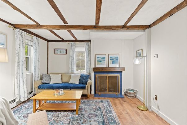 Fireplace, Interior, Living room, Wooden Beams, Wood Texture Flooring
