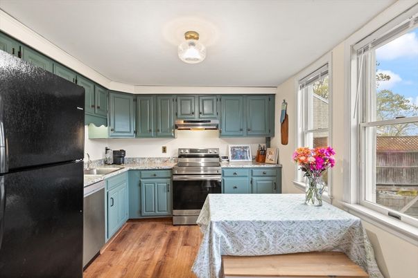 Interior, Kitchen, Stainless Steel Appliances, Wood Texture Flooring