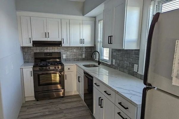 Interior, Kitchen, Stainless Steel Appliances, Wood Texture Flooring
