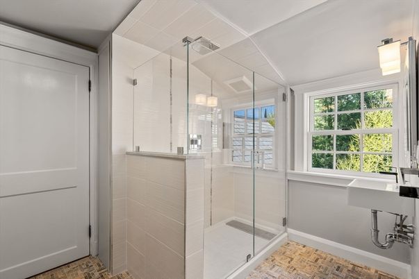Bathroom, Glass Shower, Interior, Pendant Lights