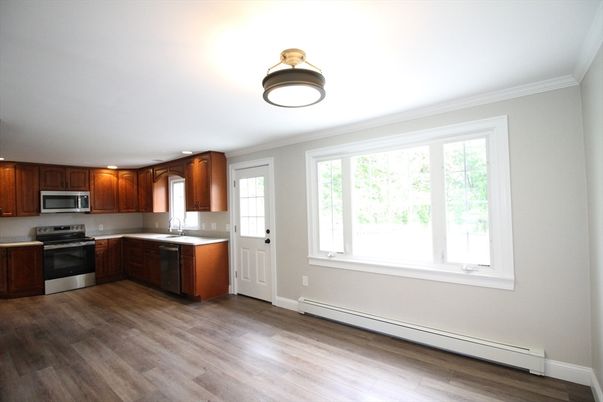 Interior, Kitchen, Stainless Steel Appliances, Wood Texture Flooring