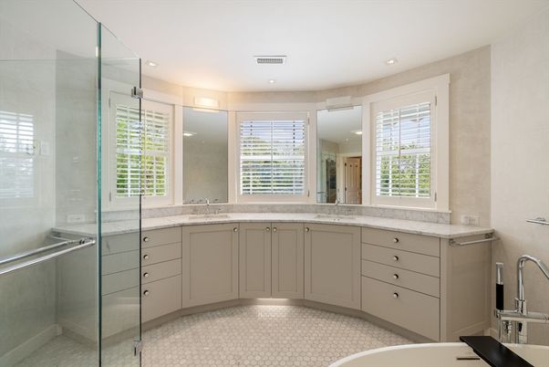 Bathroom, Dual Sink Vanities, Glass Shower, Interior, Recessed Lighting