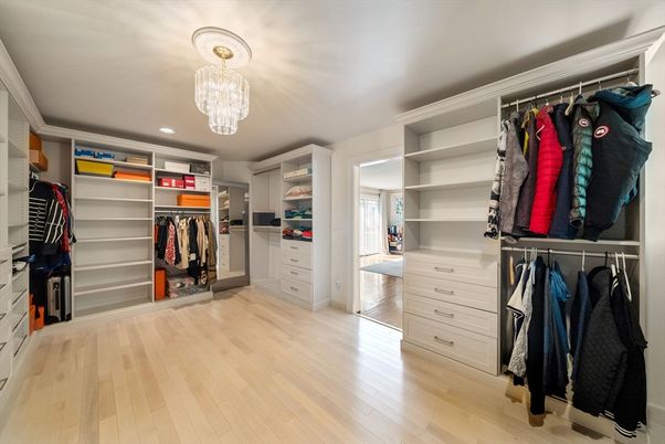 Chandelier, Interior, Recessed Lighting, Walk-in Closets, Wood Texture Flooring